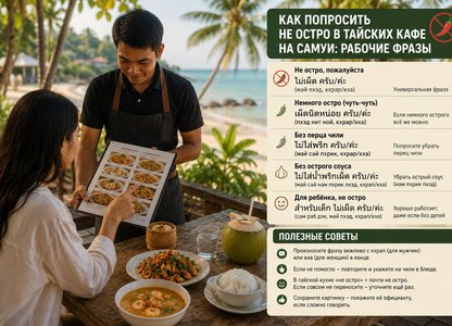 Как попросить приготовить не остро в тайских кафе на Самуи: рабочие фразы