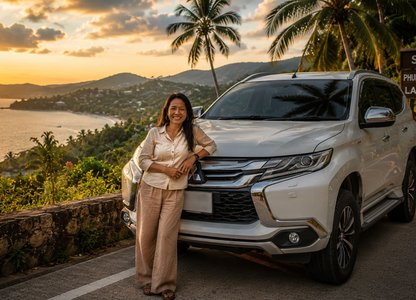 Контакт проверенного таксиста на Самуи: Nui и её Mitsubishi Pajero Sport