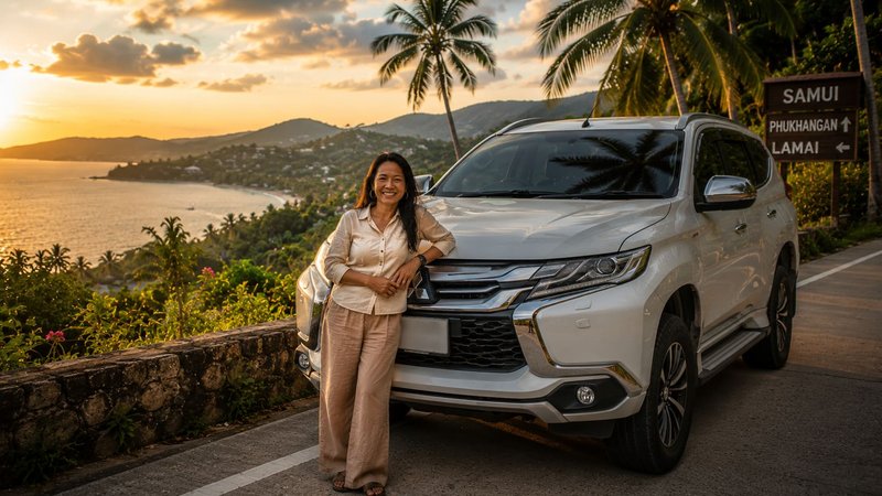 Контакт проверенного таксиста на Самуи: Nui и её Mitsubishi Pajero Sport
